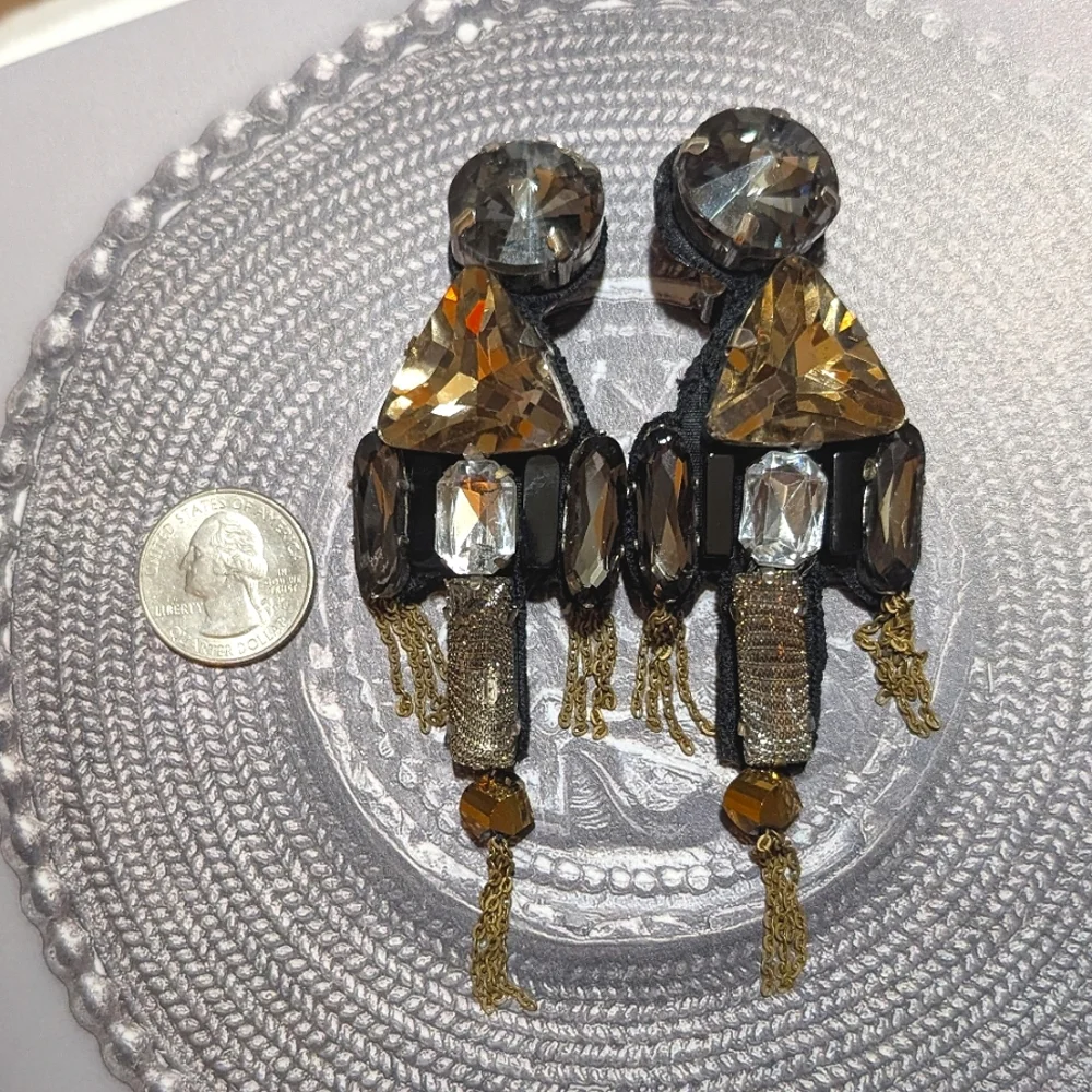 RARE VTG Oscar de La Renta Shoulder Brusher Earrings